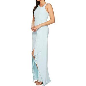 Halston Heritage Asymmetric-neck Draped Crepe Gown